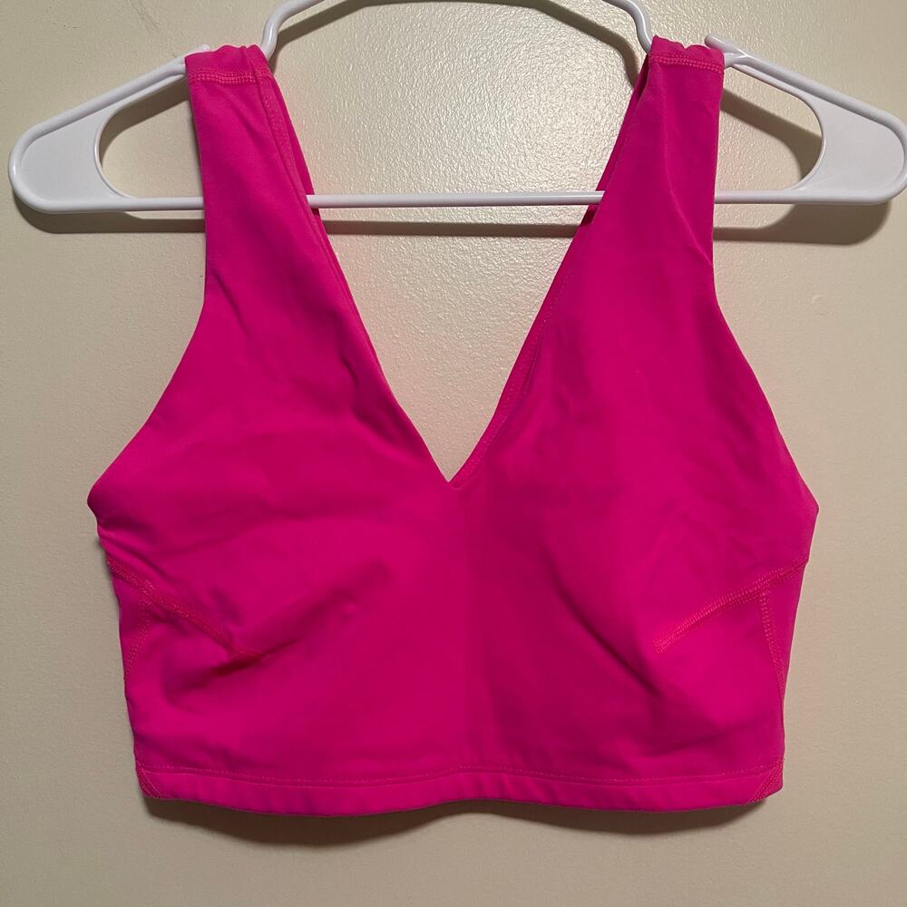 Free People FP Movement Small Hot Pink Never Better V-neck Crop Tank Activewear